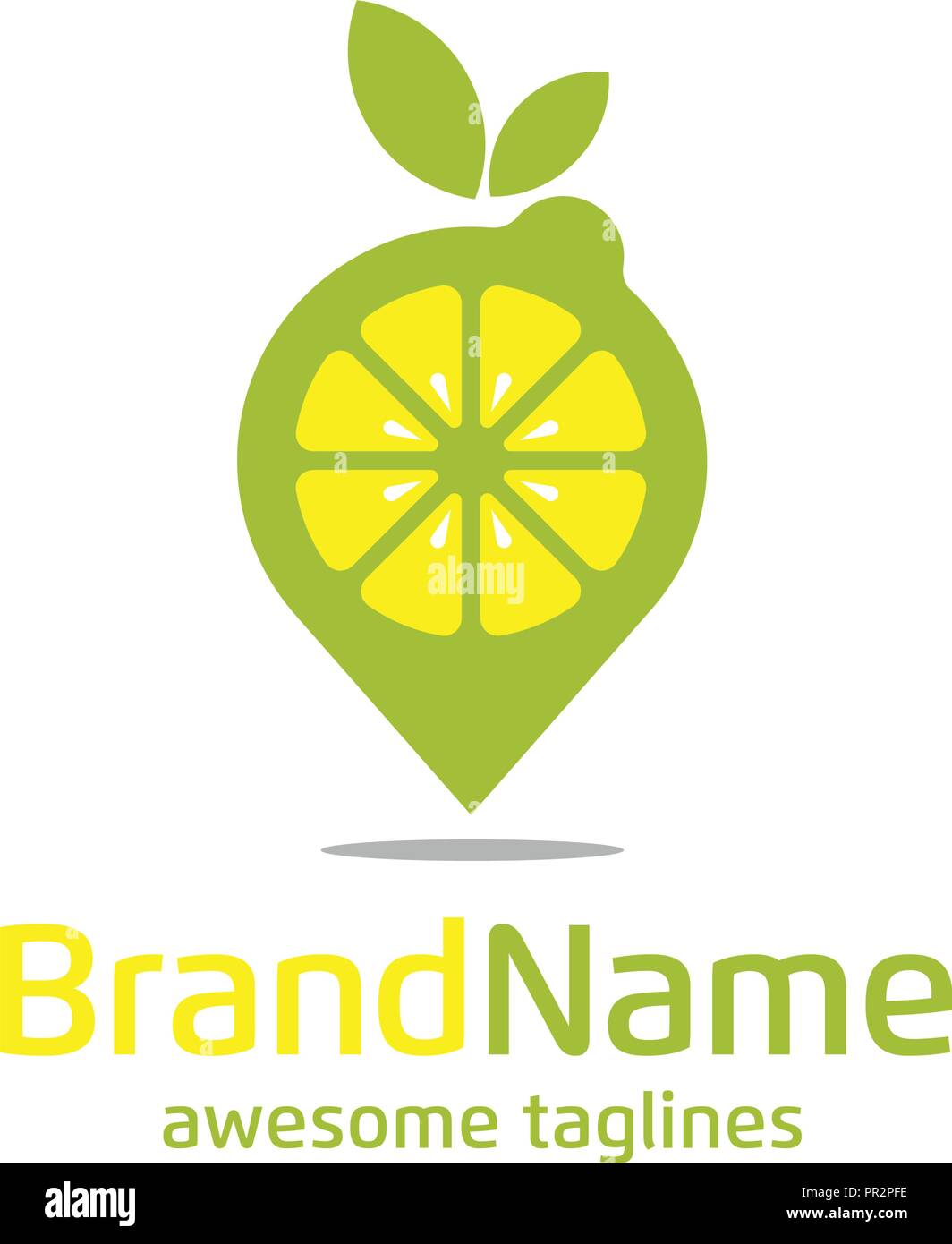 Logo pin citron citron, concept place et de feuilles de citron, logo trouver place logo, logo pin frais,fruits place concept logo Illustration de Vecteur