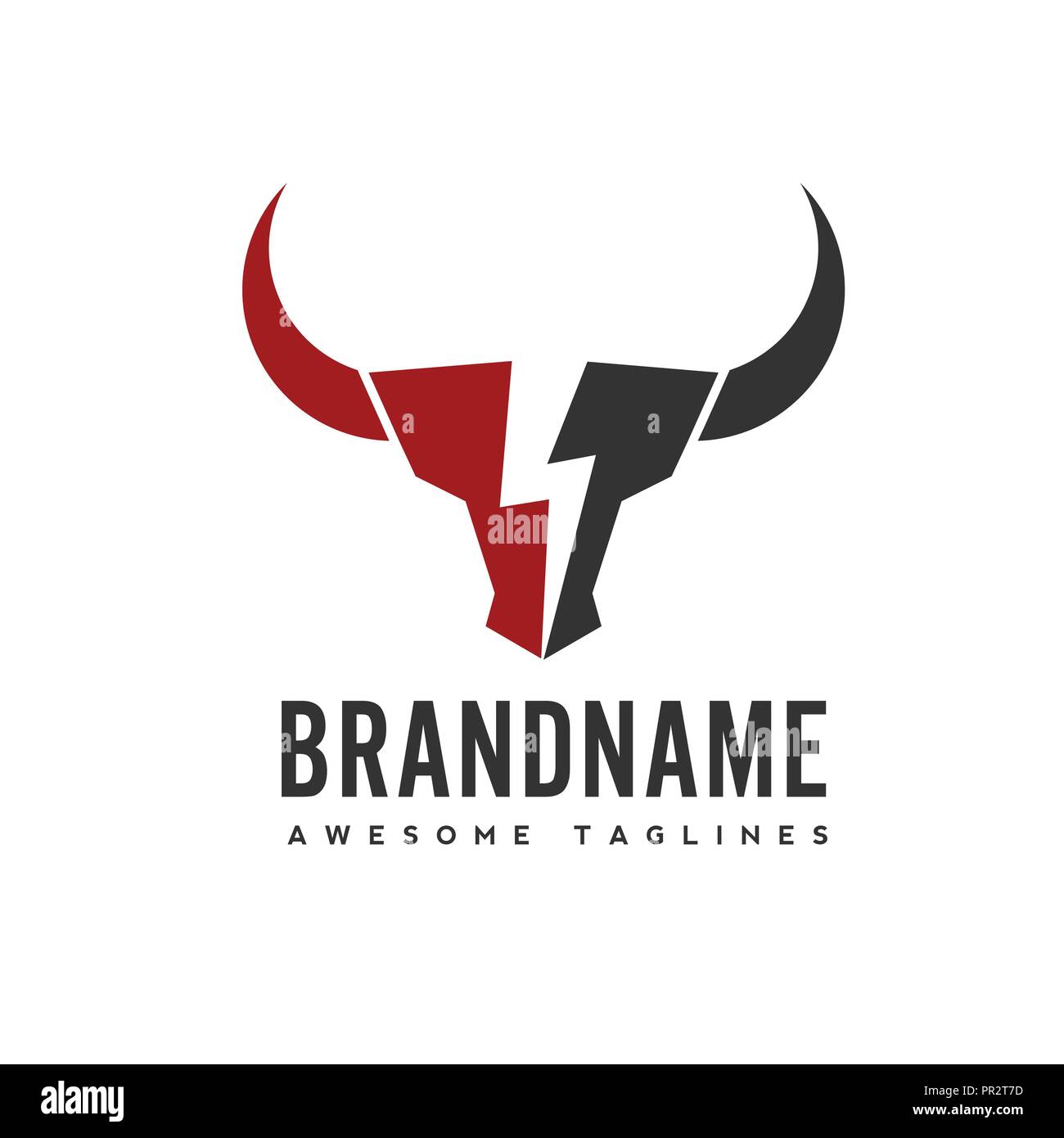 Bull Head power logo vector concept illustration, tête de buffle et logo power, Bull Head logo. Logo Animal taureau signe, Illustration de Vecteur