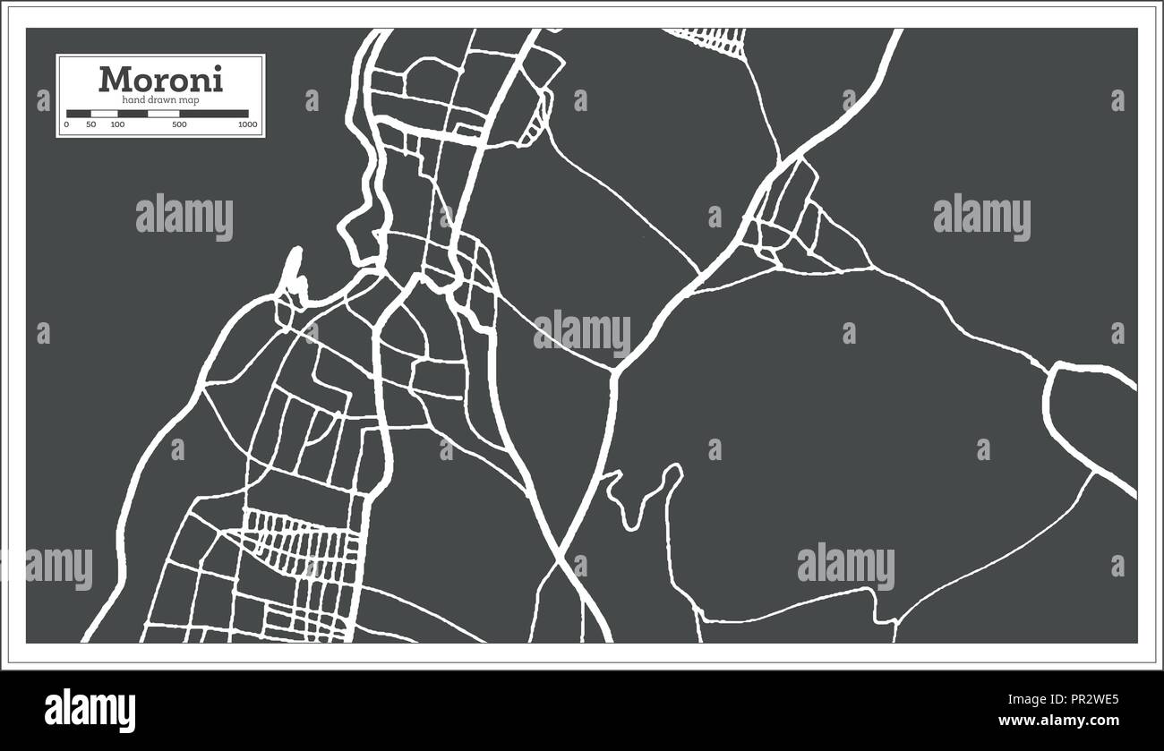 Moroni Comores Plan de ville en style rétro. Une carte de Noël. Vector Illustration. Illustration de Vecteur