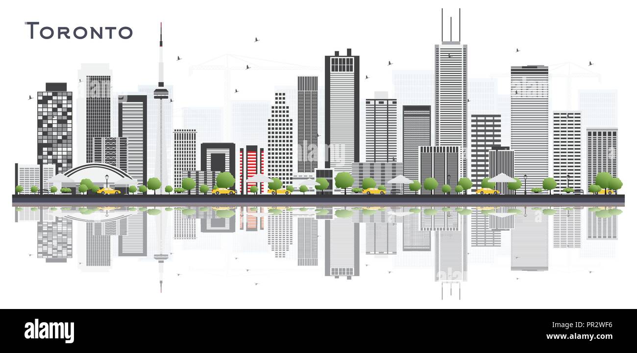 Canada Toronto City Skyline avec bâtiments de couleur et réflexions isolé sur blanc. Vector Illustration. Illustration de Vecteur