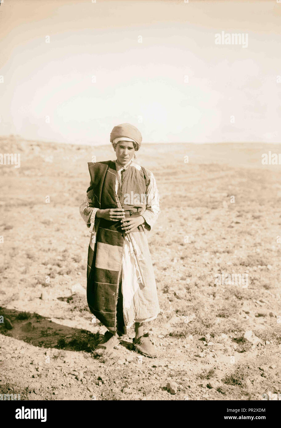 Bergers jouant de la flûte 1898, Moyen-Orient, Israël et/ou Palestine Banque D'Images