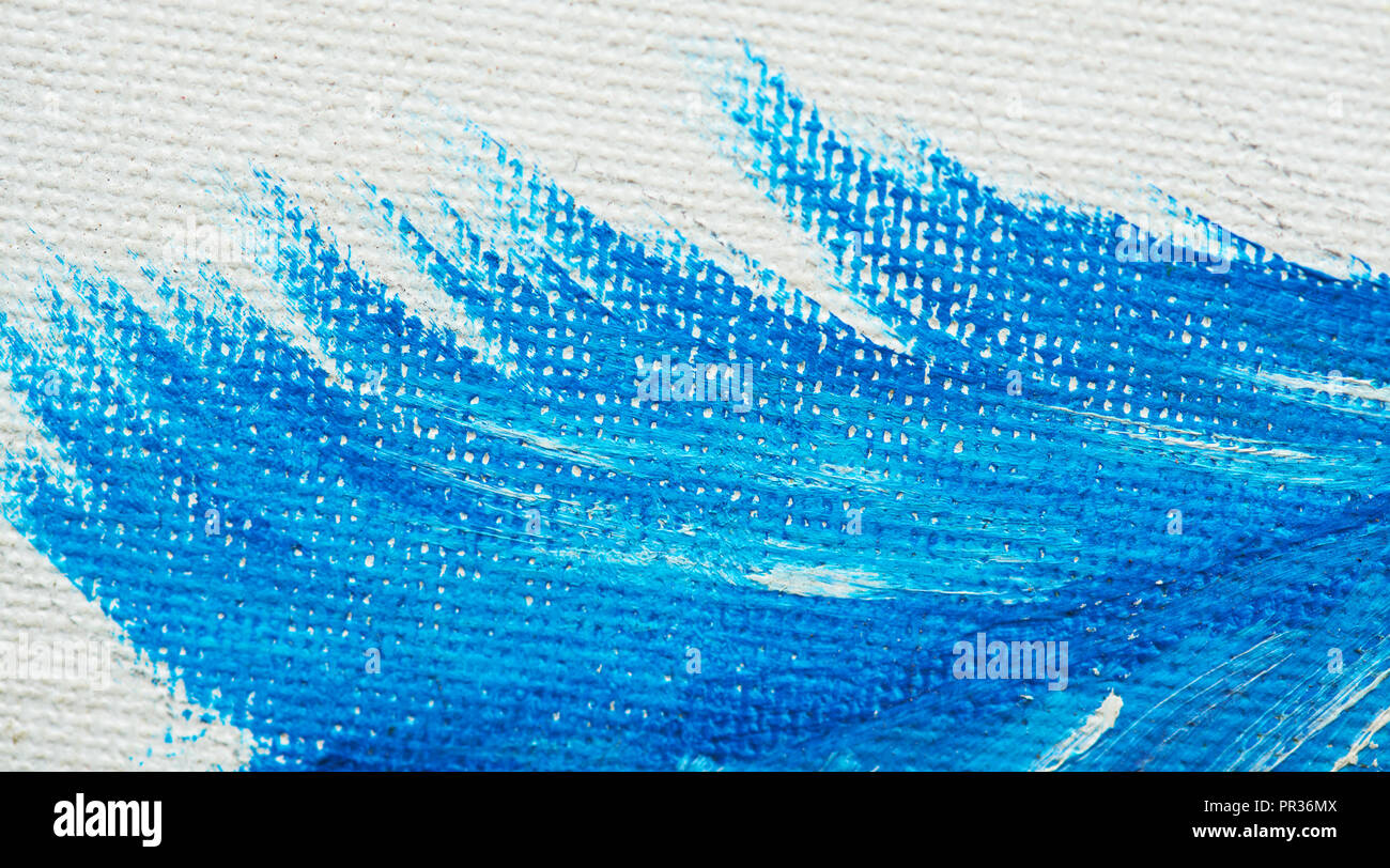 Peinture sur toile bleu vue rapprochée de la surface Banque D'Images