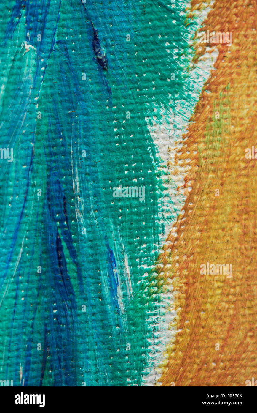 L'aigue-marine couleur de peinture sur toile vue rapprochée de la surface Banque D'Images