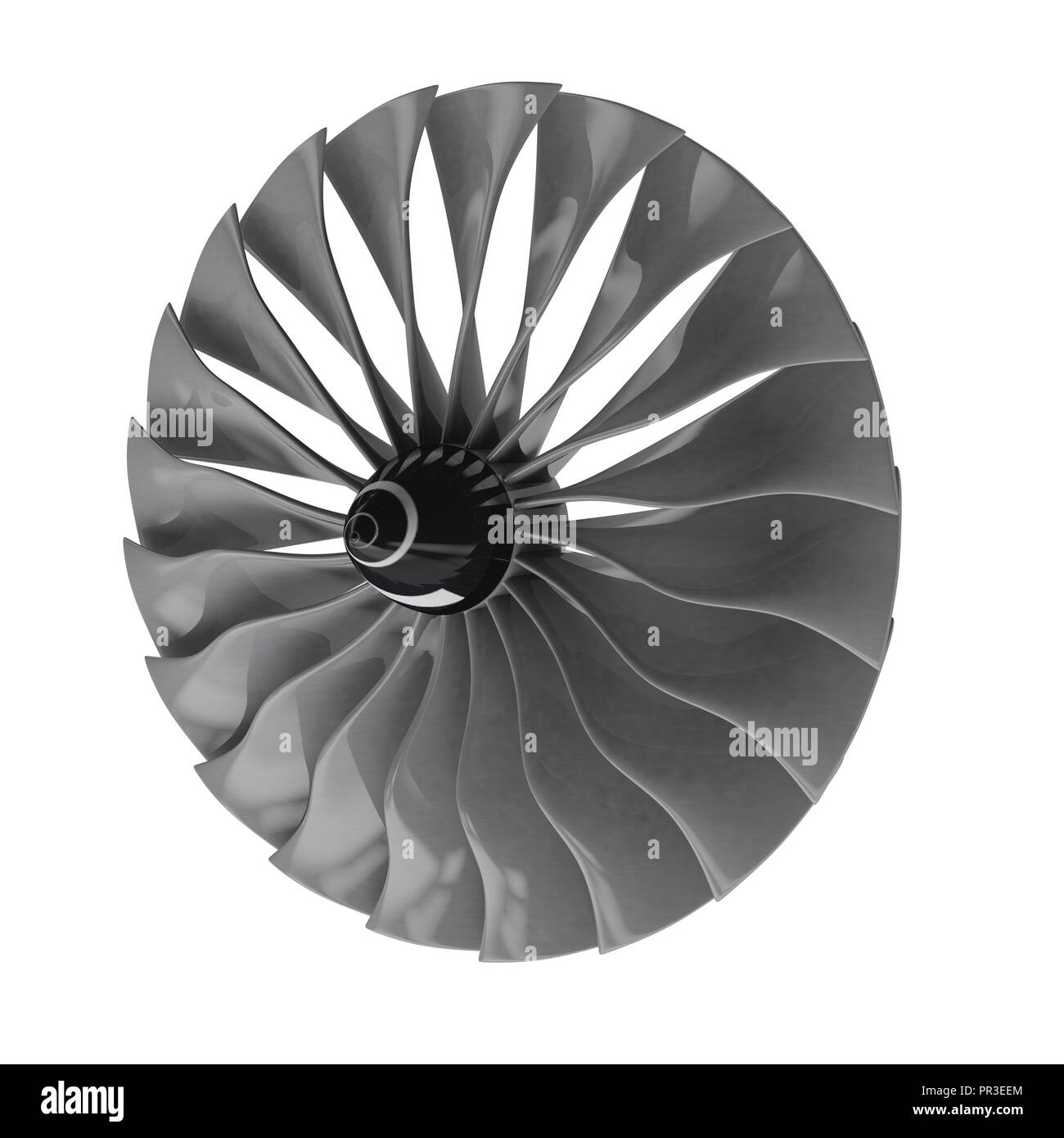 Moteur à réaction, les aubes de turbine d'avion, 3drender. Isolated on white Banque D'Images