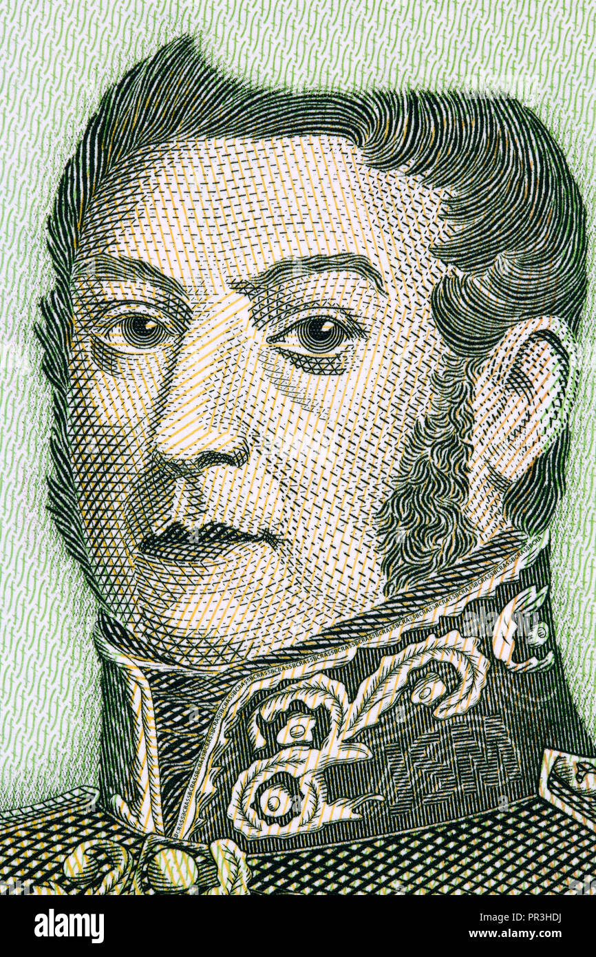 Jose de San Martin portrait d'Argentine de l'argent Banque D'Images