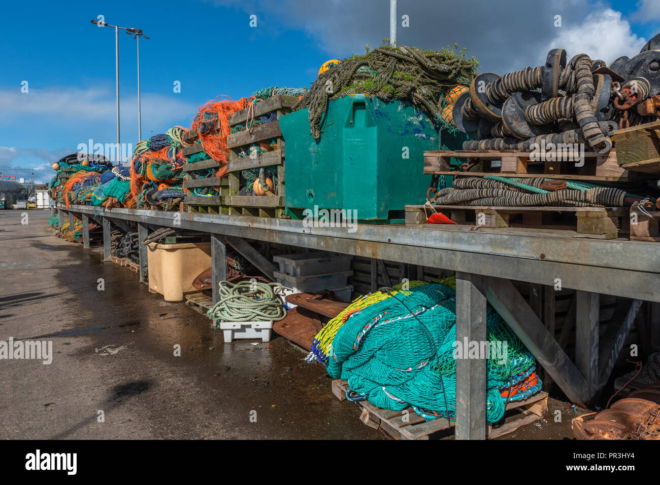 Matériel de chalutage accumulé à Campbeltown Ecosse Argyll and Bute Banque D'Images
