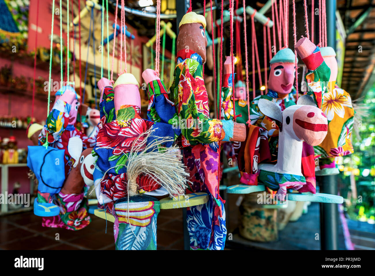 Olinda, Brésil, Pernanbuco - Juil 2018 : marionnettes Mamulengo Banque D'Images