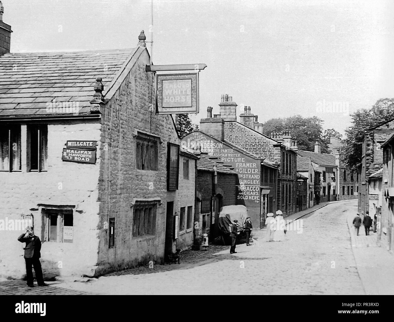 White Horse Inn, Bingley début des années 1900 Banque D'Images