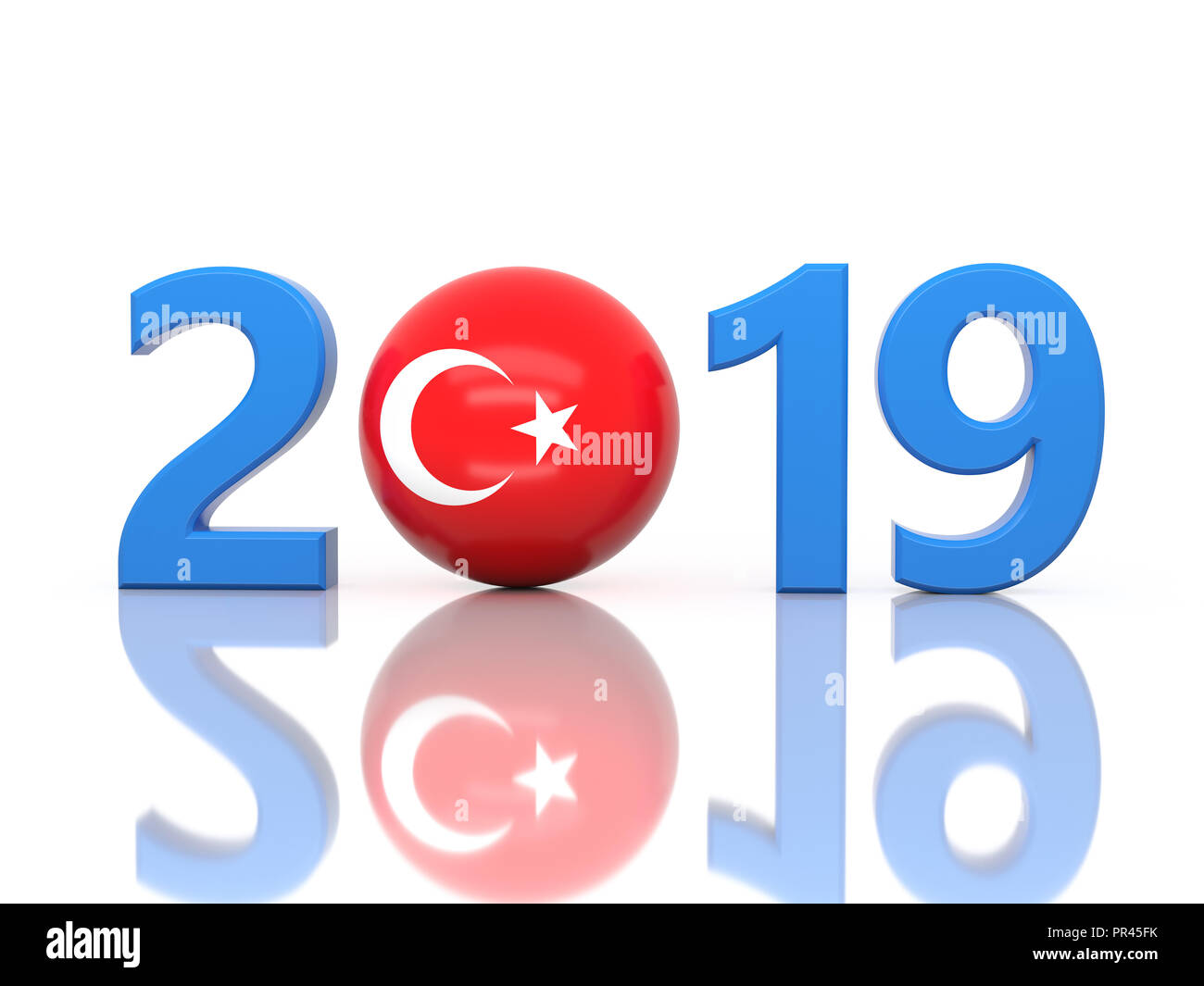 Nouvelle Année 2019 Creative Design avec drapeau - Image 3D reconstruite Banque D'Images