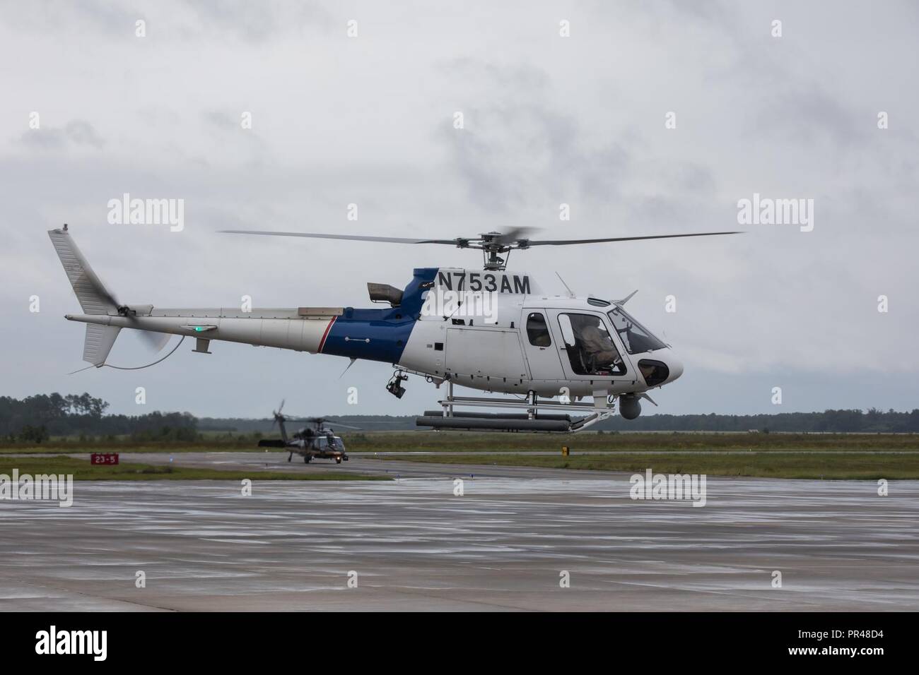 Les opérations aériennes et maritimes en arriver au fort actifs McEntire Joint National Guard Base à Eastover, Caroline du Sud le 16 septembre 2018 à l'appui de l'ouragan Florence soulagement. Banque D'Images