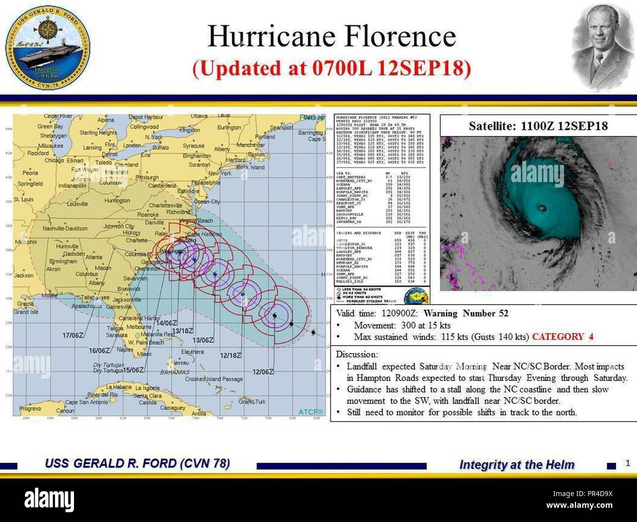 0700 12SEP18 Mise à jour de l'ouragan Florence Banque D'Images