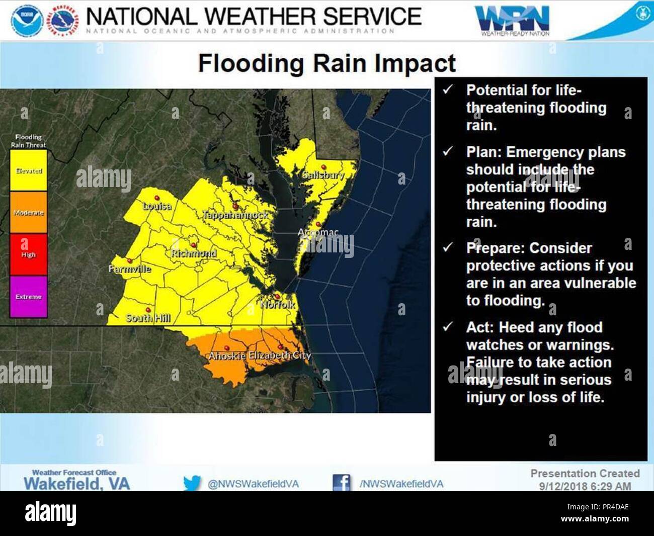 0700 12SEP18 Mise à jour de l'ouragan Florence Banque D'Images