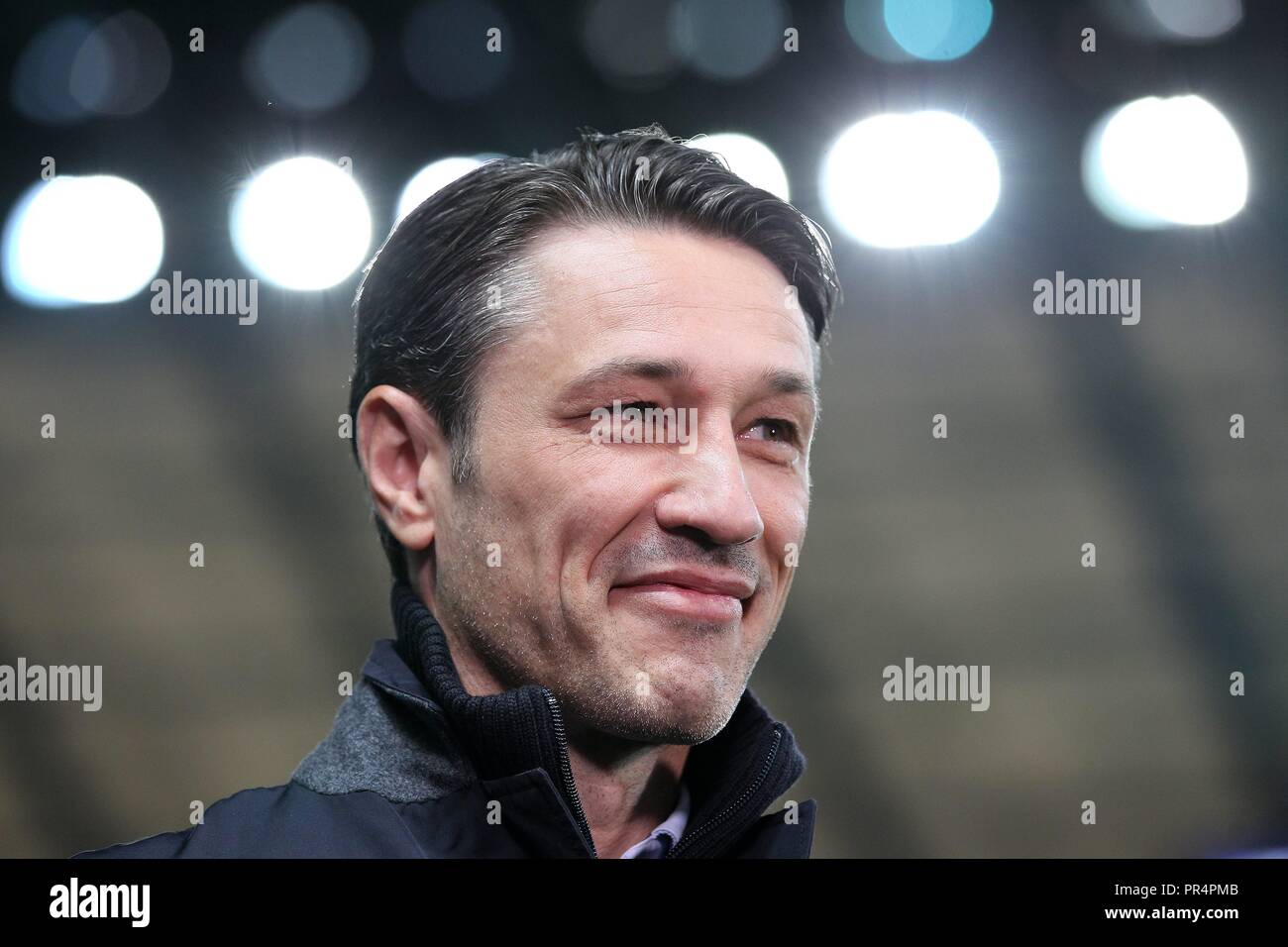 Deutschland. 28 Sep, 2018. firo : Football, 28.09.2018 1. Saison 2018/2019, Bundesliga Hertha BSC Berlin - FC Bayern Munich Bayern Munich, coach, Niko Kovac, Portrait, rires | Conditions de crédit dans le monde entier : dpa/Alamy Live News Banque D'Images