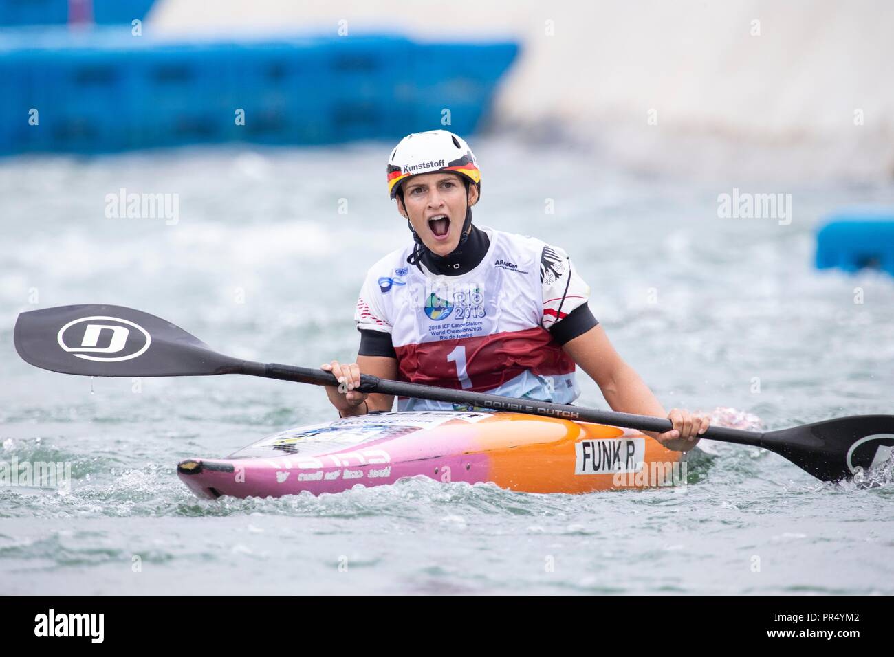 Rio De Janeiro Bresil Sep 29 2018 Ricarda Funk De L Allemagne Reagit Apres Le Kayak