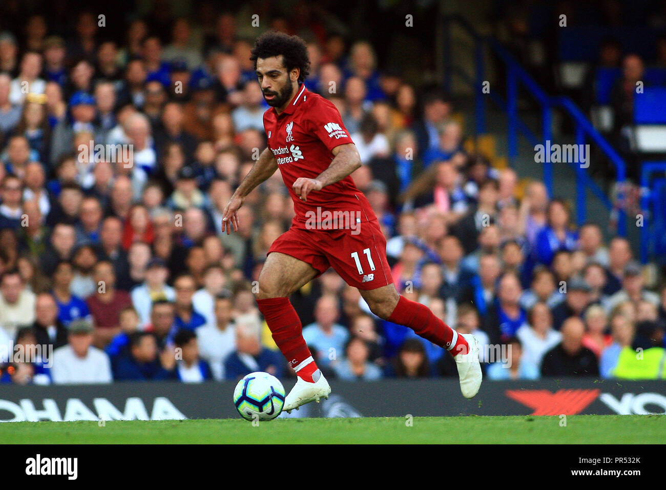 Londres, Royaume-Uni. 29 septembre 2018. Mohamed Salah de Liverpool en action. Premier League, Chelsea v Liverpool au Stamford Bridge à Londres le samedi 29 septembre 2018. Cette image ne peut être utilisé qu'à des fins rédactionnelles. Usage éditorial uniquement, licence requise pour un usage commercial. Aucune utilisation de pari, de jeux ou d'un seul club/ligue/dvd publications. pic par Steffan Bowen/ Andrew Orchard la photographie de sport/Alamy live news Banque D'Images