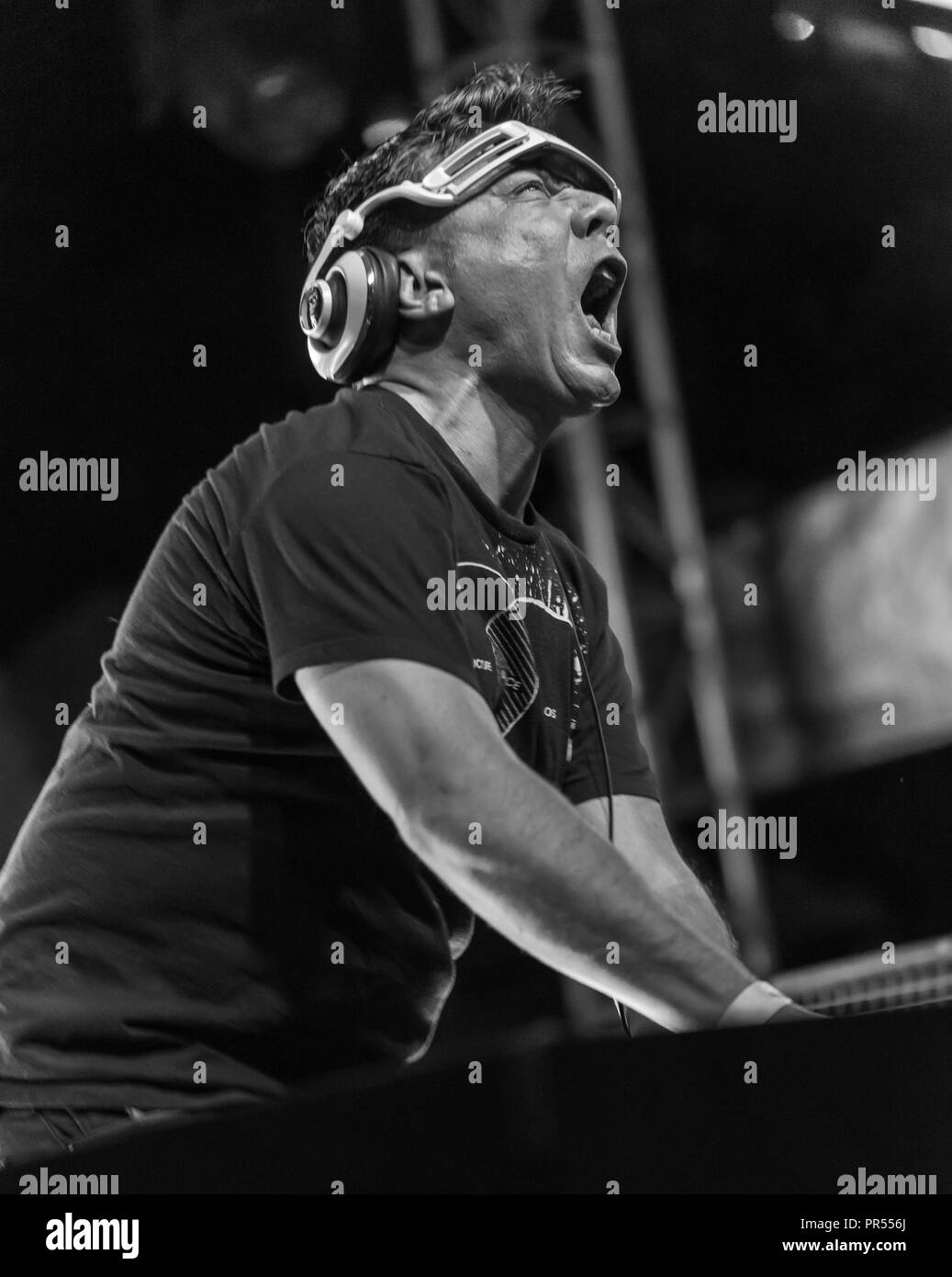 Las Vegas, NV, USA. 28 Sep, 2018. ***Couverture maison*** Scott Kirkland de The Crystal Method performs at au Hard Rock Hotel & Casino à Las Vegas, NV le 28 septembre 2018. Pib : Crédit Photos/media/Alamy Punch Live News Banque D'Images