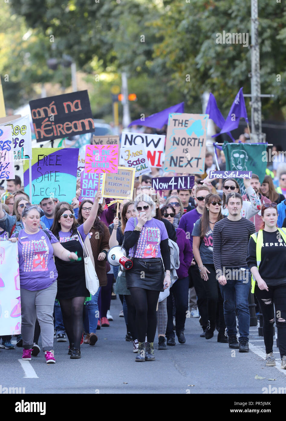 Les manifestants prendre part à la campagne pour le droit à l'avortement pour mars annuel de choix à Dublin, que la législation de l'Irlande à libéraliser les lois de cessation est définie pour être introduit dans la chambre des députés la semaine prochaine. Banque D'Images