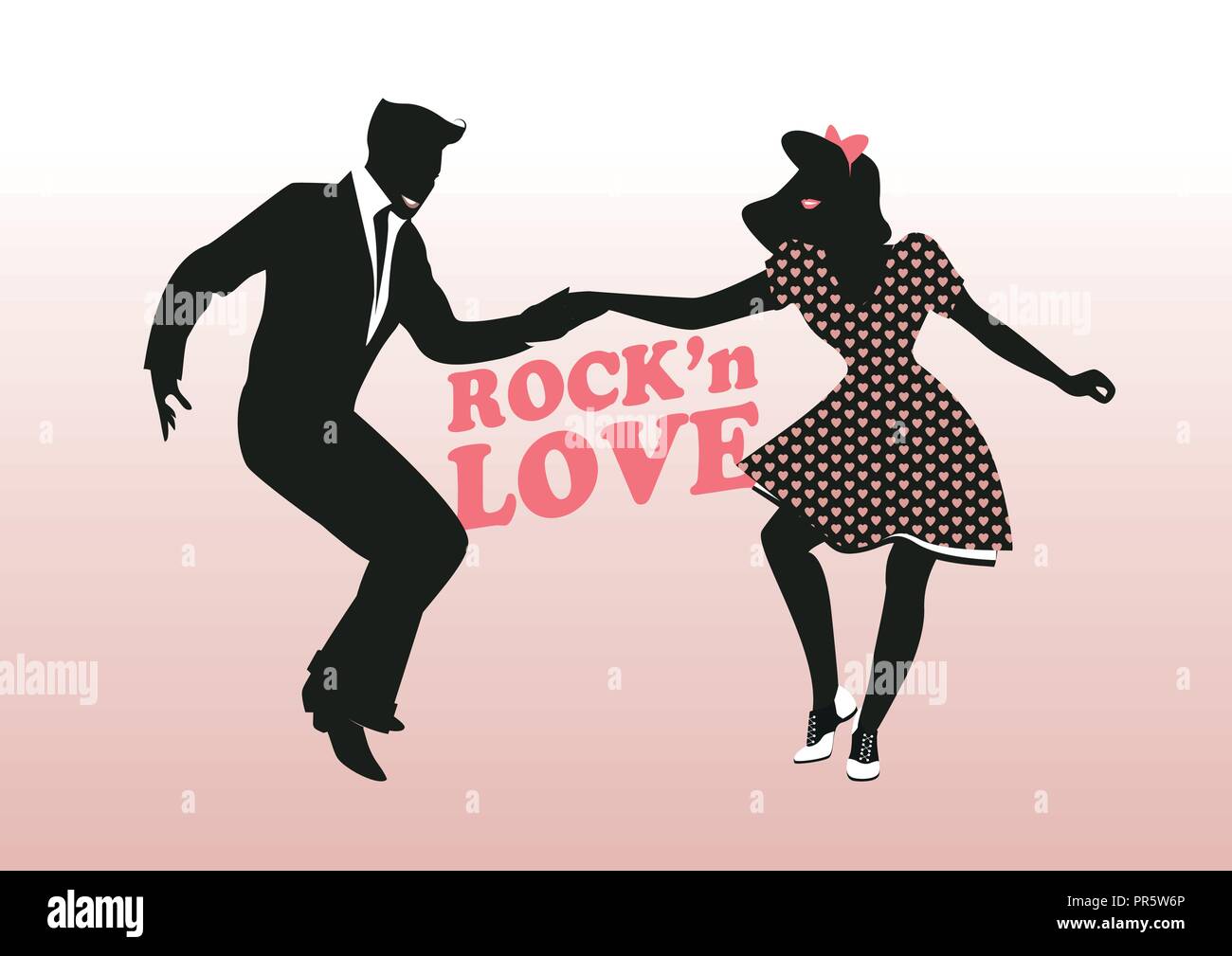 Rock'n Love. Young couple dancing rock'n roll Illustration de Vecteur