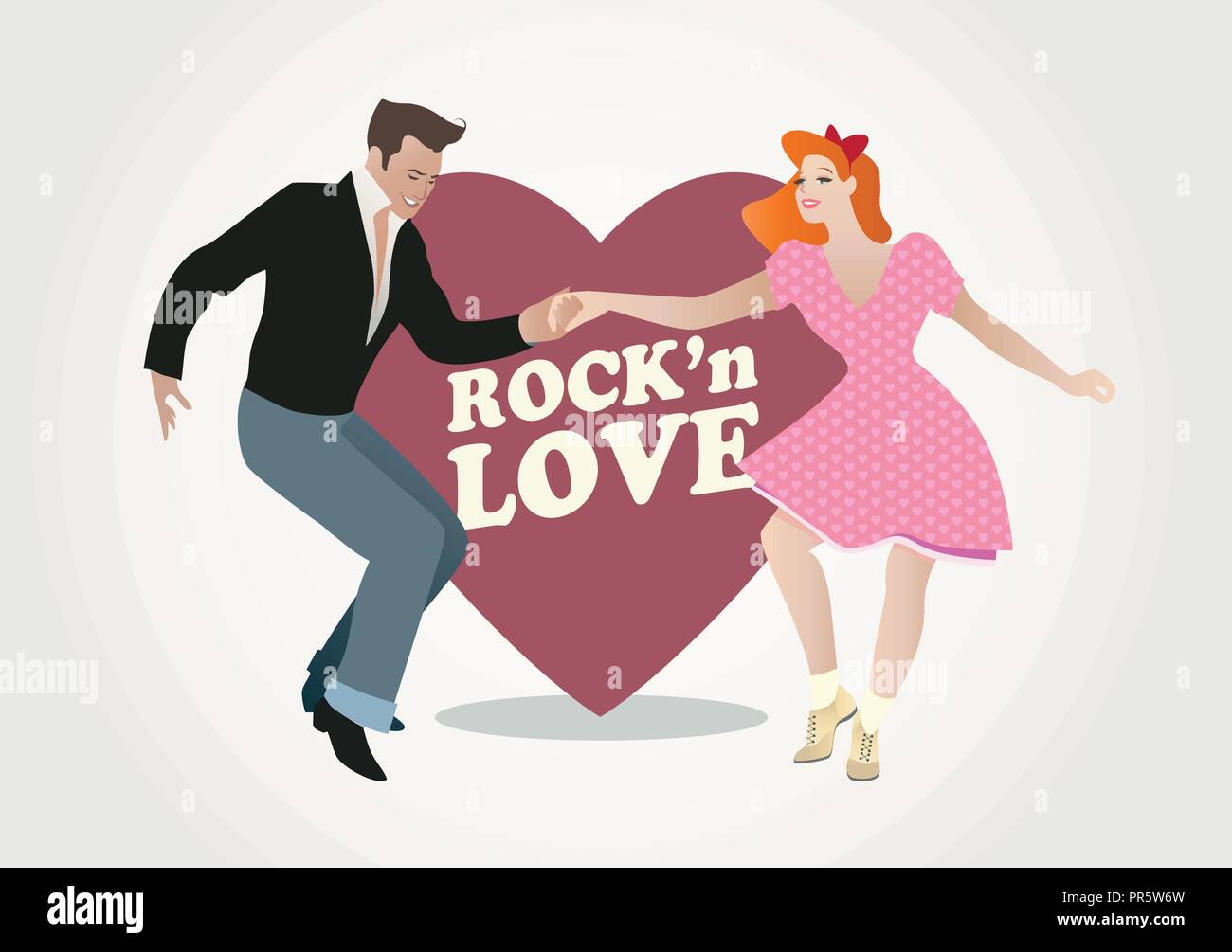 Rock'n Love. Young couple dancing rock'n roll Illustration de Vecteur