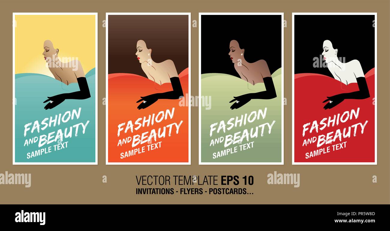 Femmes élégant Template Design Marque pour affiches, invitations, flyers, cartes, cartes postales... Illustration de Vecteur