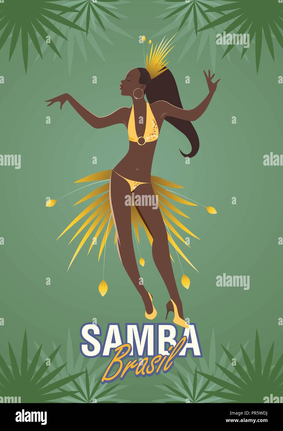 Jeune fille danser la musique latine. Samba Illustration de Vecteur