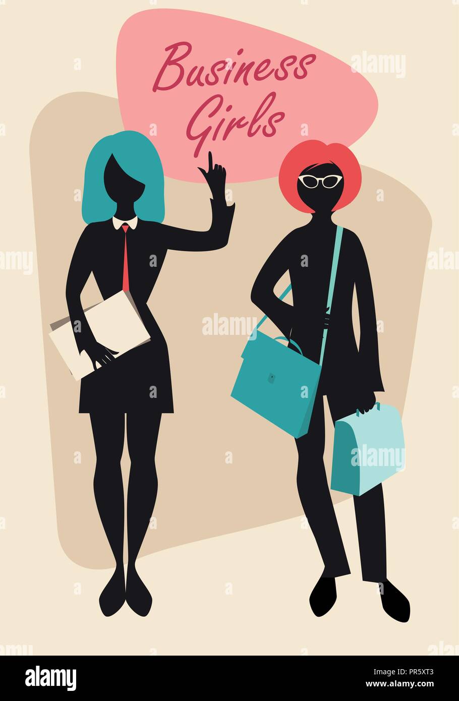 Les filles d'affaires. Silhouettes noires. Retro Style Illustration de Vecteur
