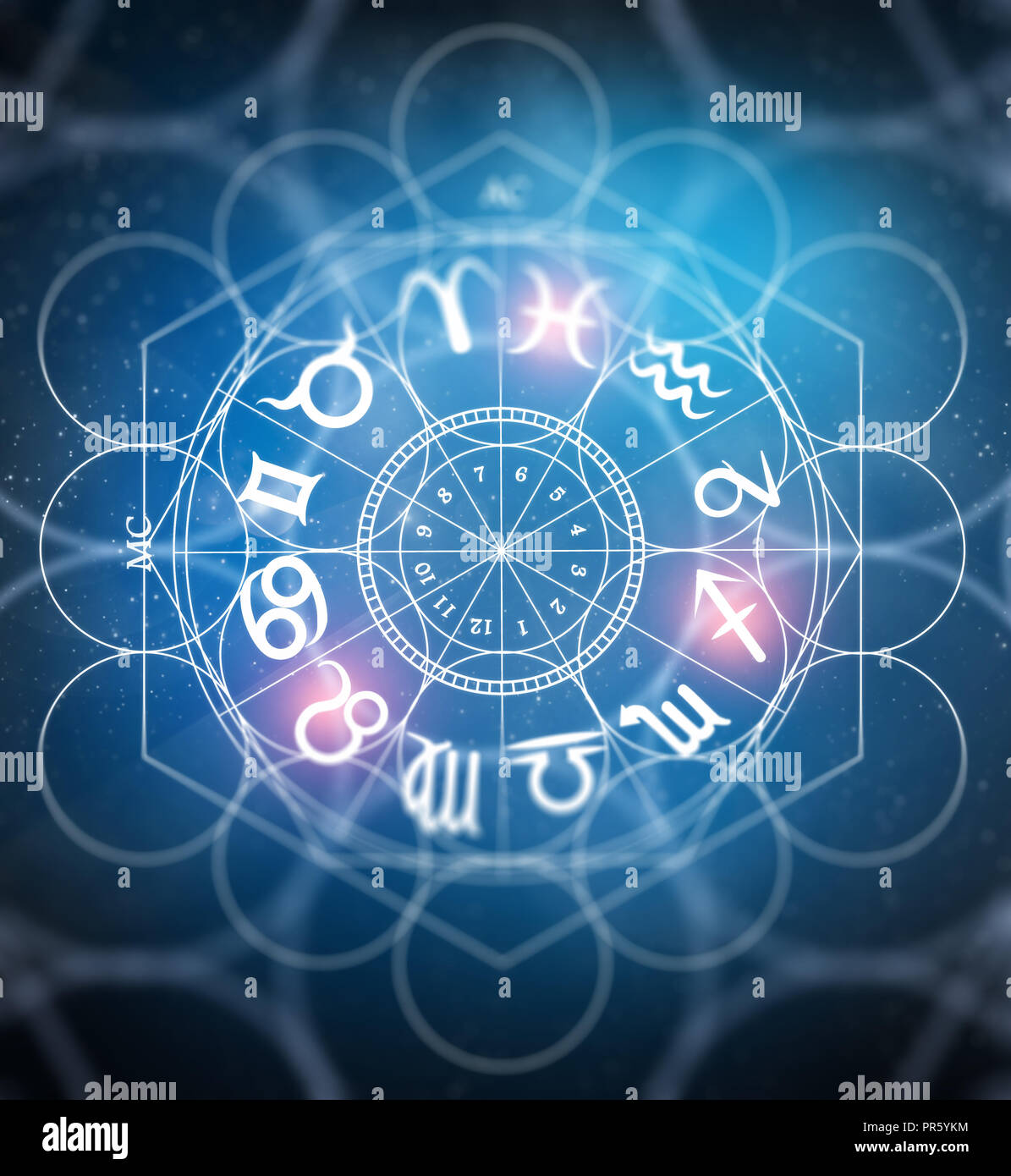 Symboles du zodiaque astrologie Banque D'Images