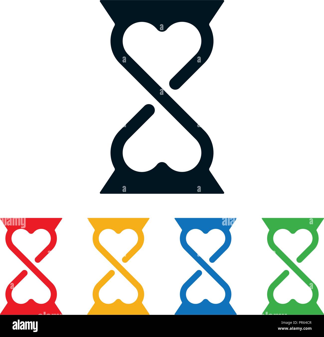 Sablier en forme de coeur sur fond blanc. Romance icons design. Illustration de Vecteur