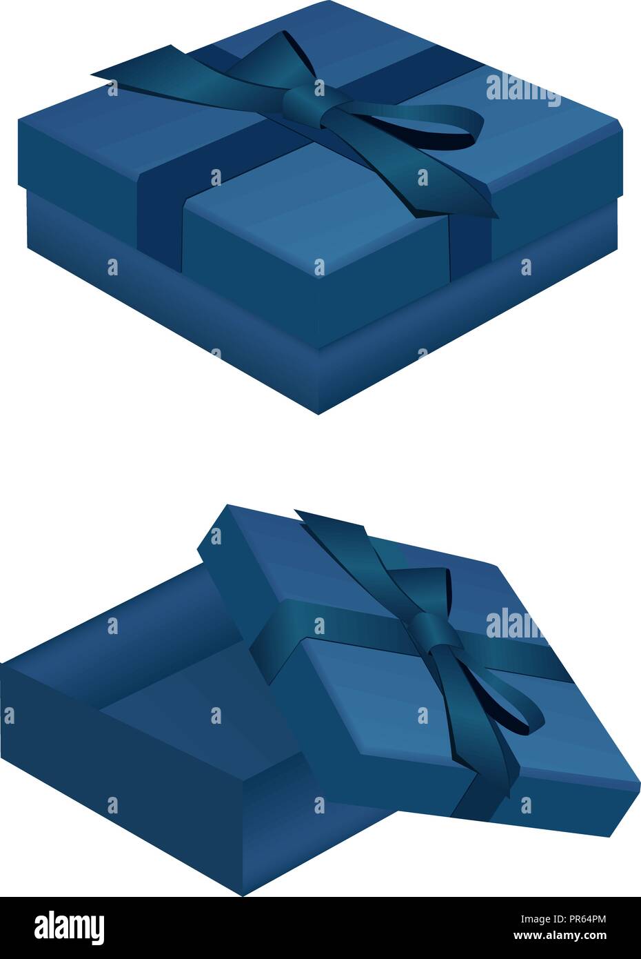 Boite Cadeau Bleu Pour Bijoux Ouvert Et Ferme Image Vectorielle Stock Alamy
