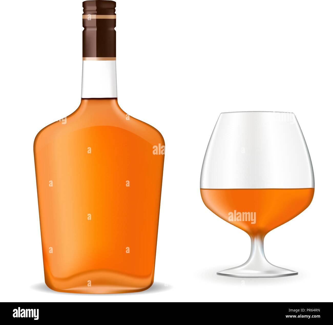 Bouteille de brandy et un petit verre Illustration de Vecteur