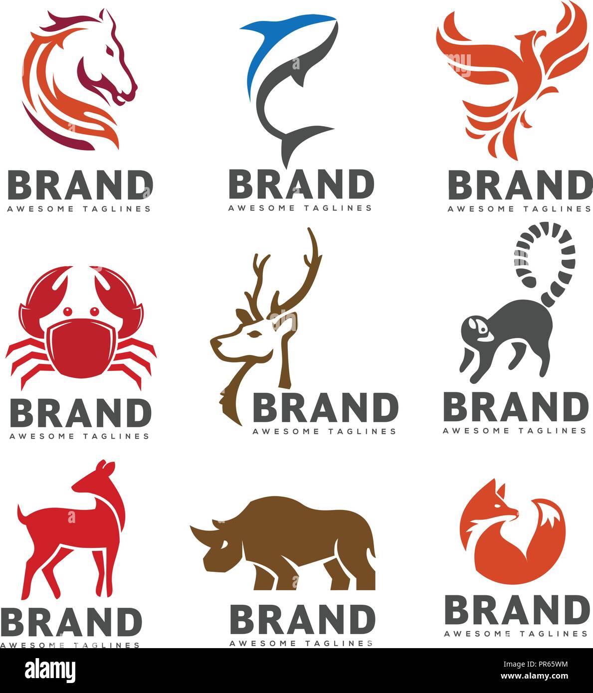 Meilleur logo animal collection sur fond blanc. exotic tropic emblème animal parfait pour la conception de logo Illustration de Vecteur