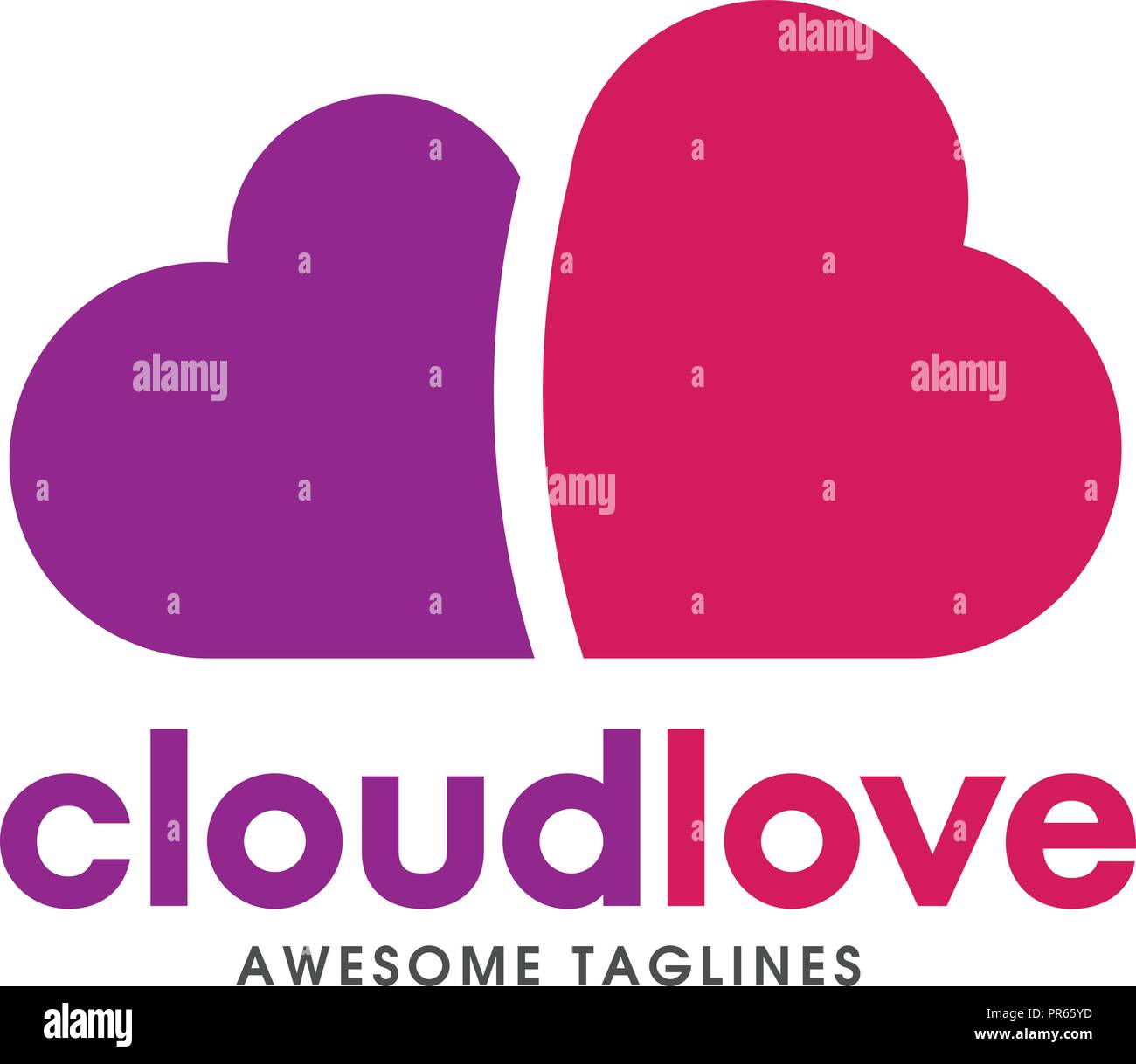 Logo coeur nuage concept, logo coeur,deux forme de coeur, l'amour, le Cœur du concept de logo logo, icône de Cœur, l'amour, de la santé ou votre médecin et symbole des relations Illustration de Vecteur