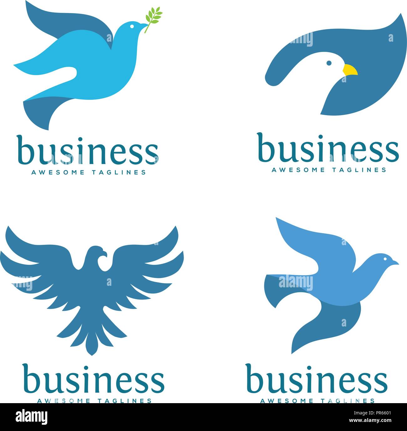 Dove logo vector concept illustration, logo oiseau faucon, animal rescue foundation, flying logo Dove. Blue Bird, icône animaux oiseaux,signe symbole free Bird Illustration de Vecteur