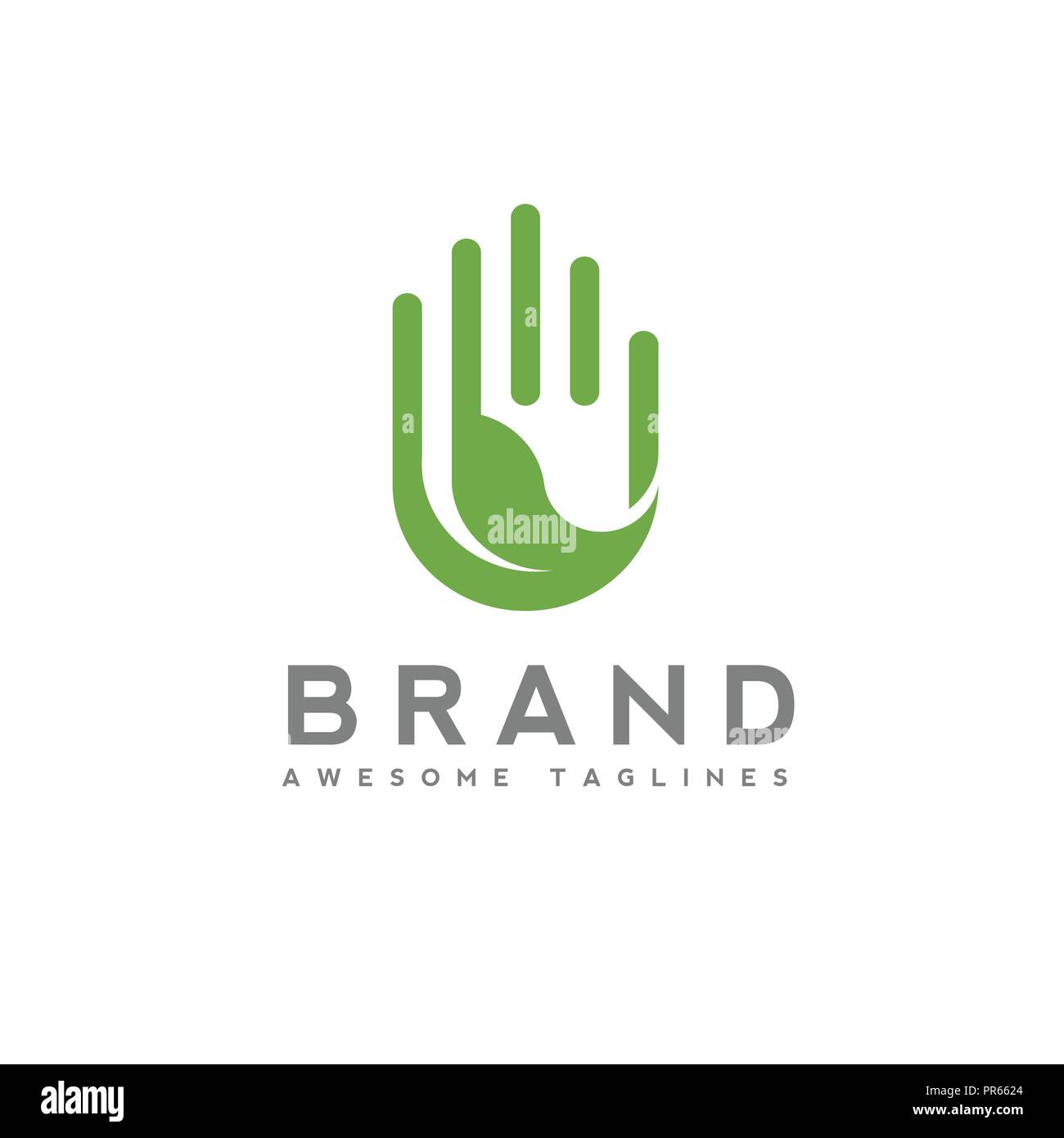 Vert feuille dans la main, de l'écologie eco logo vert et la protection de l'environnement concept. feuille et logo main concept Illustration de Vecteur