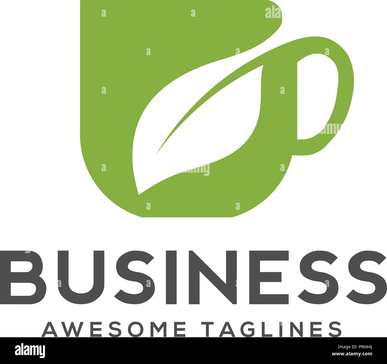Tasse de thé vert à base de fines herbes, logo logo verre,vert feuille avec mug logo, vert feuille avec plateau cup concept logo.nature boire , boire santé logo Illustration de Vecteur