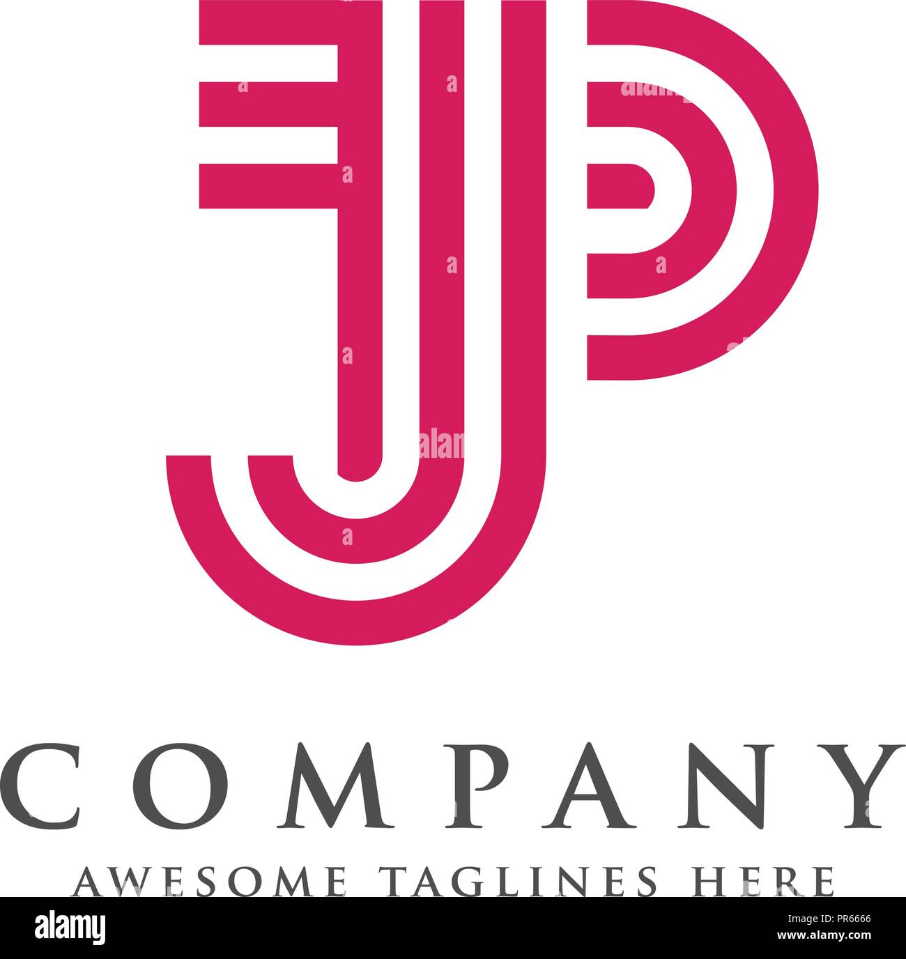 Creative et simple lettre JP, lettre J et P concept logo Illustration de Vecteur