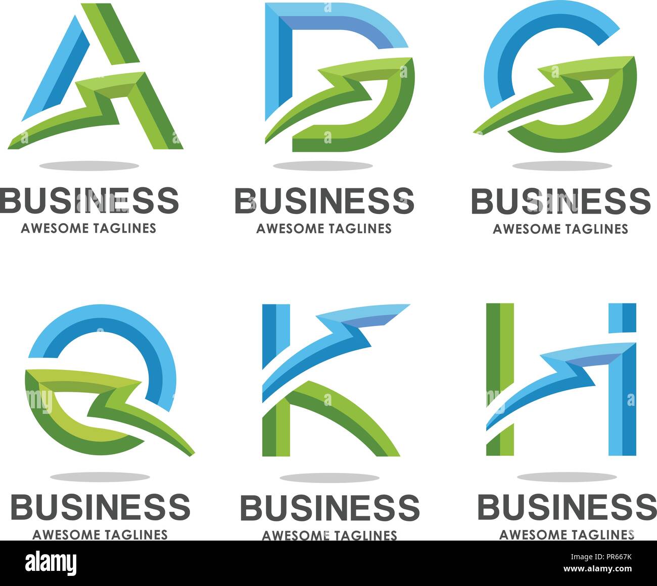 Lettre avec logo éclair modèle de conception de l'ensemble des éléments, lettre flash vecteur logo logo lettre forte, Illustration de Vecteur