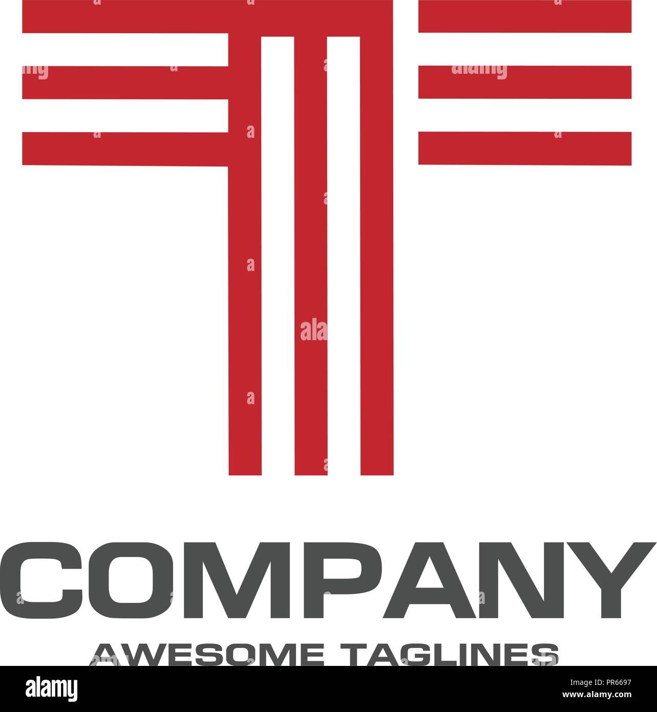 Lettre T Création Logo rayures,logo Vector Capital lettre T Illustration de Vecteur