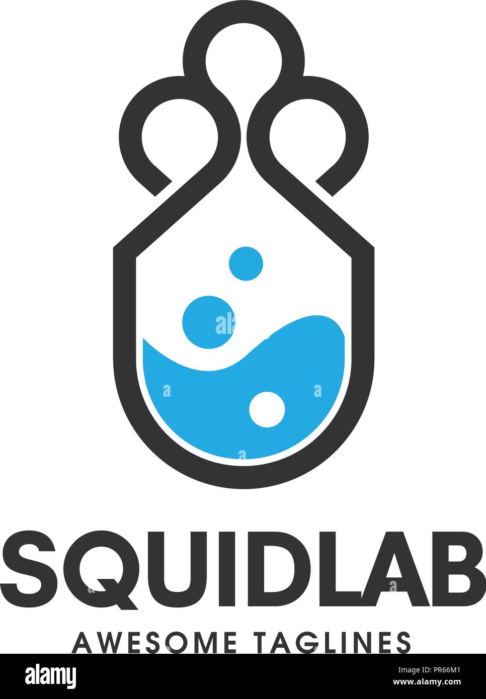 Logo LABORATOIRE squid concept. Logo de stockage et de laboratoire. La science et l'unique modèle de conception de logo bouteille.technologie cloud logo, logo tech bio calmar Illustration de Vecteur