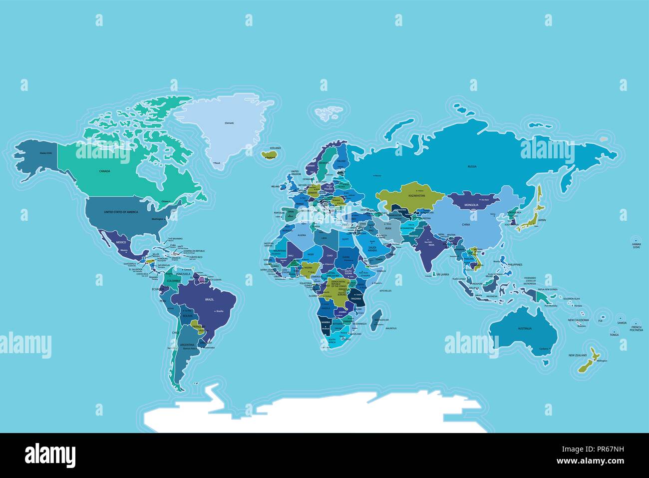 Carte Du Monde Avec Les Pays Carte Vectorielle Illustration