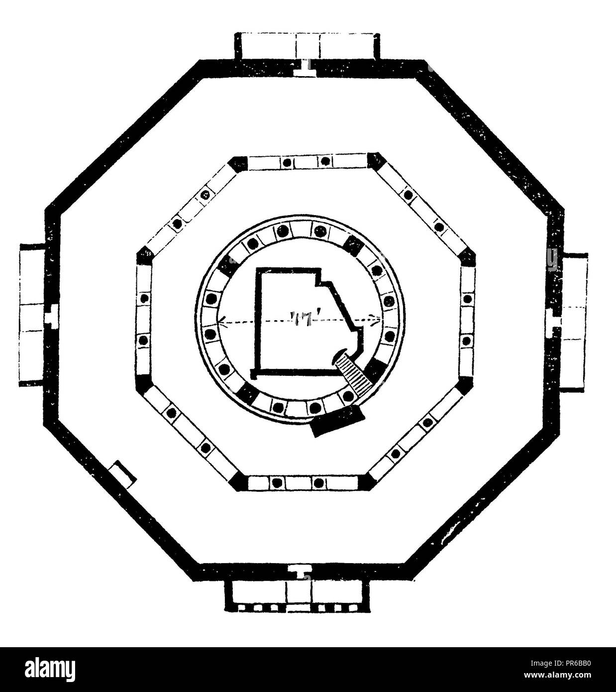 Mosquée d'OMERS : plan d'étage, Lancelot u. Lali 1870 Banque D'Images