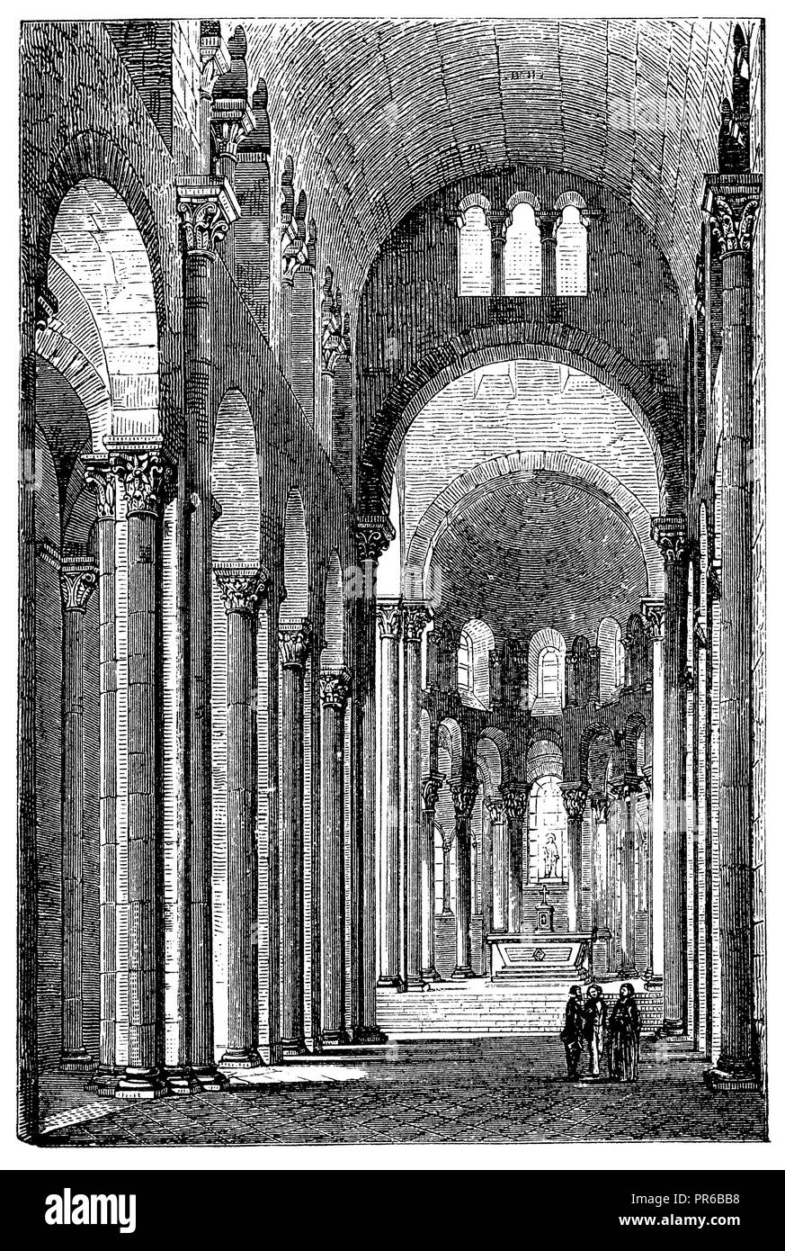 Vue de l'intérieur de Notre Dame du Port à Clermont, 1870 Banque D'Images
