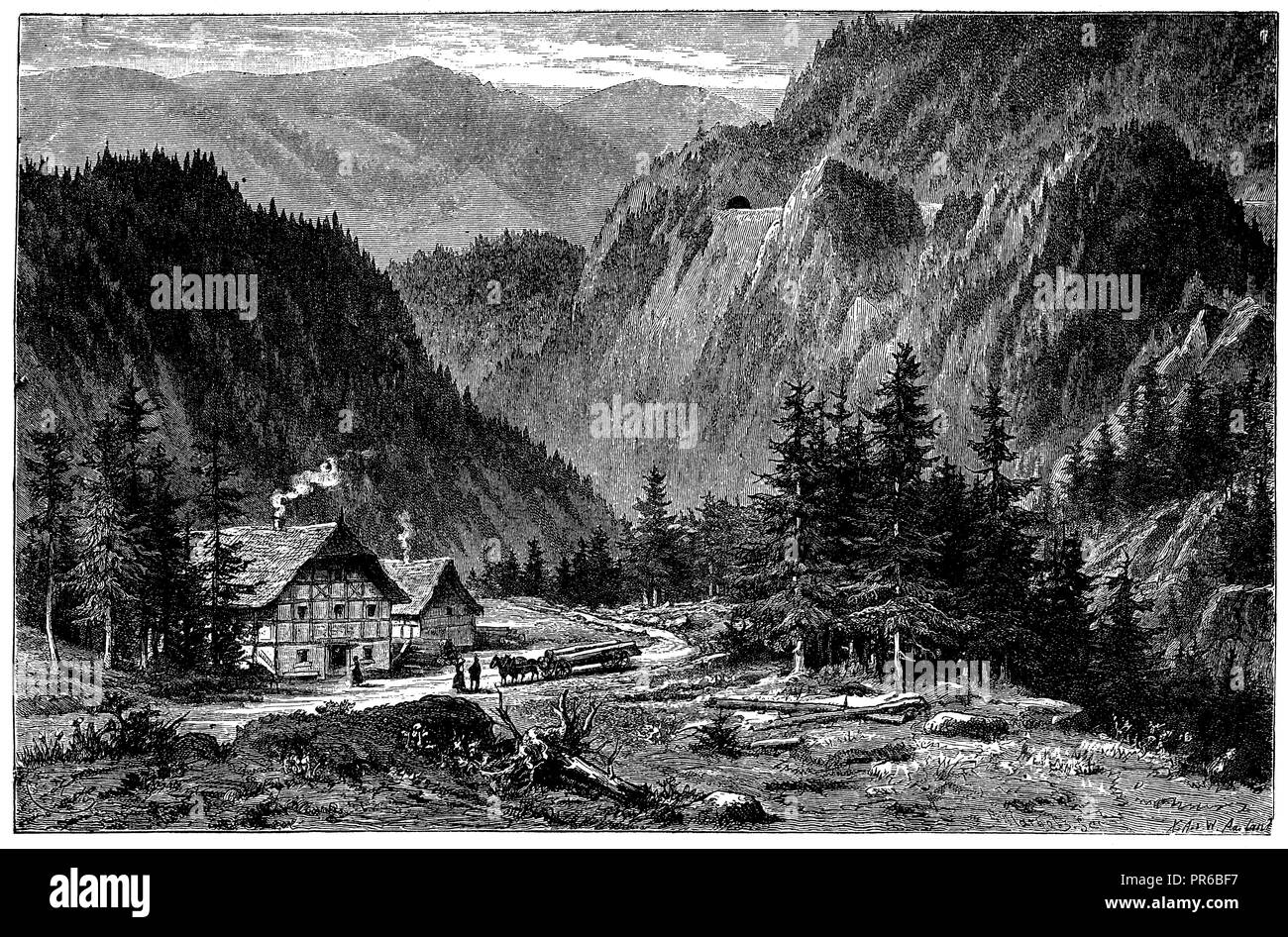 Chemin de fer de la Forêt-Noire à Triberg, 1892 Banque D'Images