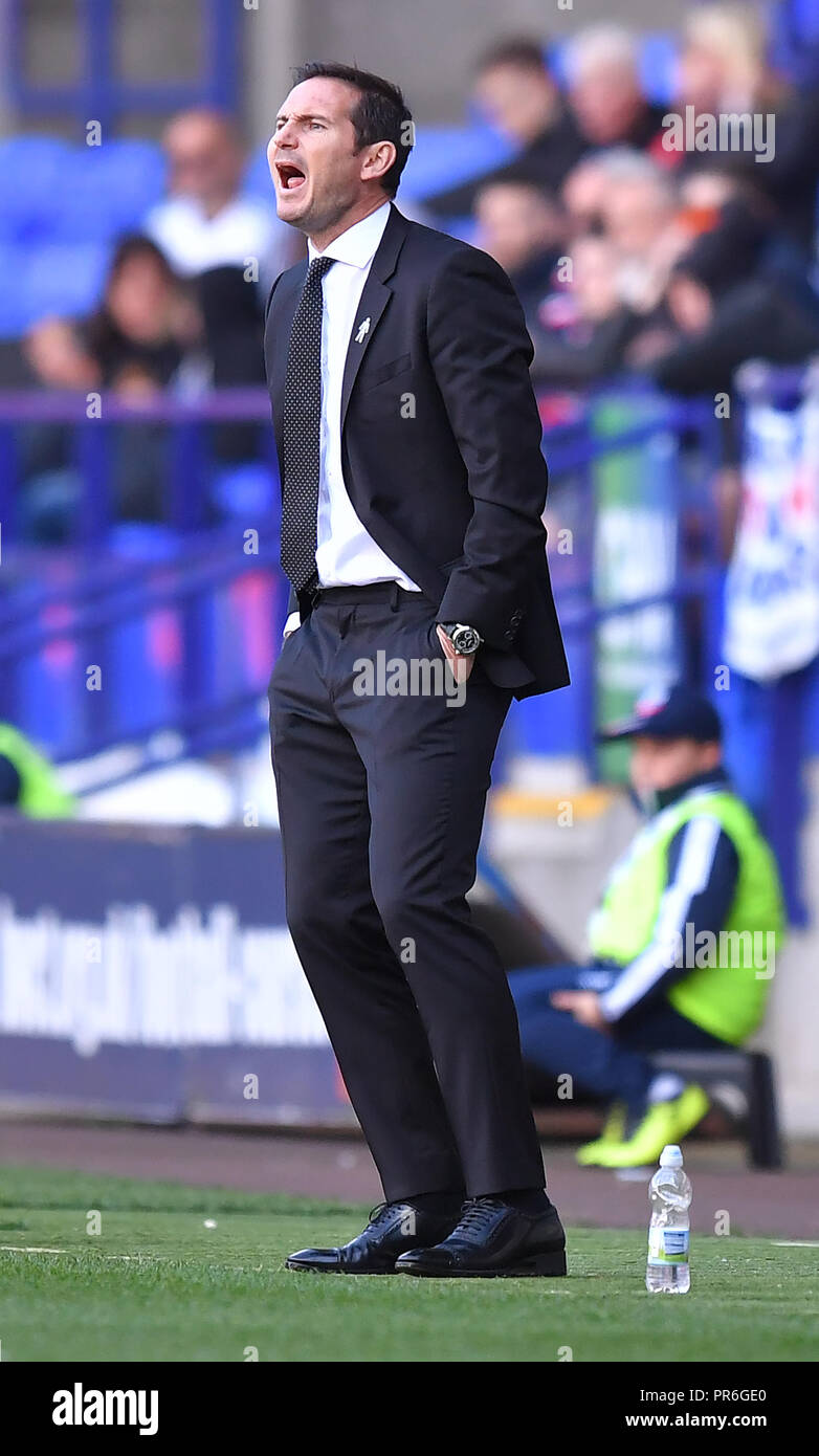 Derby County's Manager Frank Lampard crie à son équipe pendant le jeu pendant le match de championnat Sky Bet à l'Université de Bolton Stadium. ASSOCIATION DE PRESSE Photo. Photo date : Samedi 29 Septembre, 2018. Voir l'ACTIVITÉ DE SOCCER histoire Bolton. Crédit photo doit se lire : Dave Howarth/PA Wire. RESTRICTIONS : EDITORIAL N'utilisez que pas d'utilisation non autorisée avec l'audio, vidéo, données, listes de luminaire, club ou la Ligue de logos ou services 'live'. En ligne De-match utilisation limitée à 120 images, aucune émulation. Aucune utilisation de pari, de jeux ou d'un club ou la ligue/dvd publications. Banque D'Images
