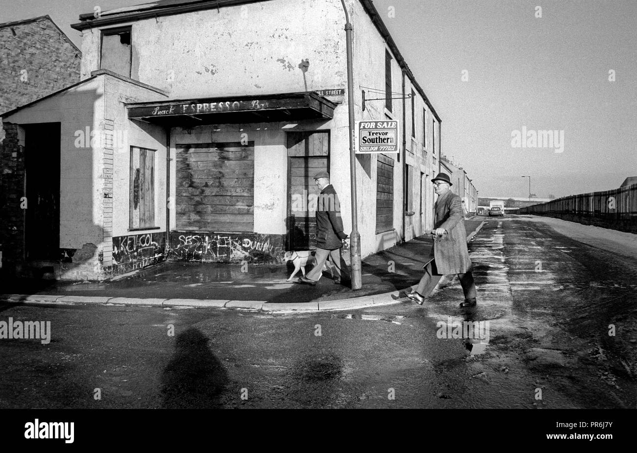 Barricadèrent Espresso bar, Shildon, County Durham, 1986 Banque D'Images