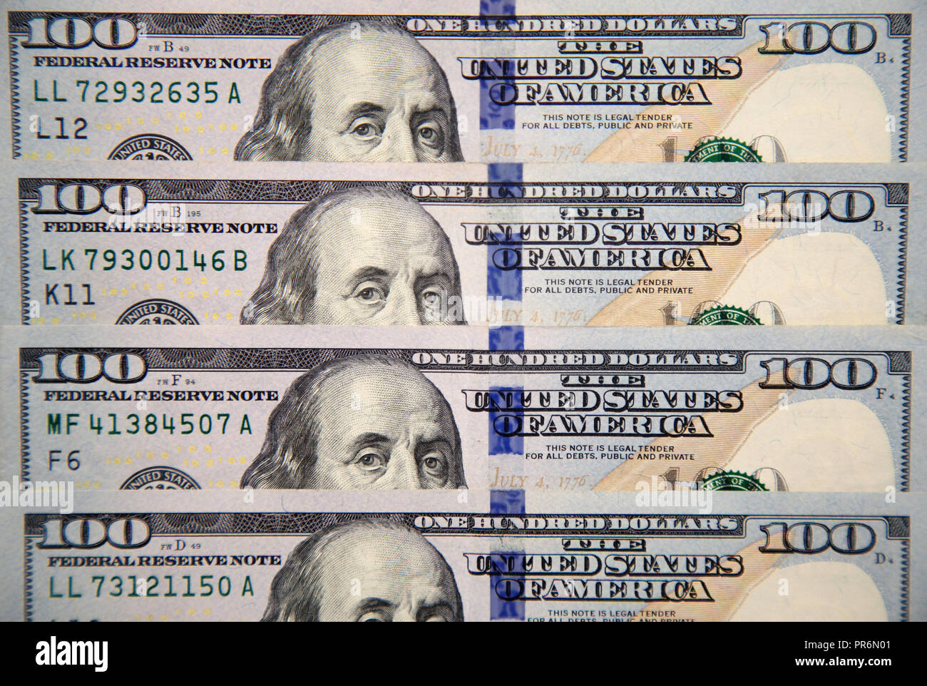 Close up de nouveau hundred dollar bill avec portrait de Franklin Banque D'Images