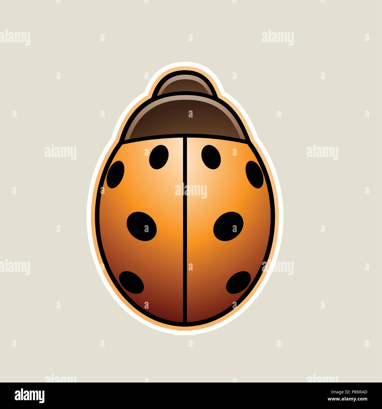 Vector Illustration d'Orange Coccinelle asiatique Icône Cartoon isolé sur fond blanc Illustration de Vecteur