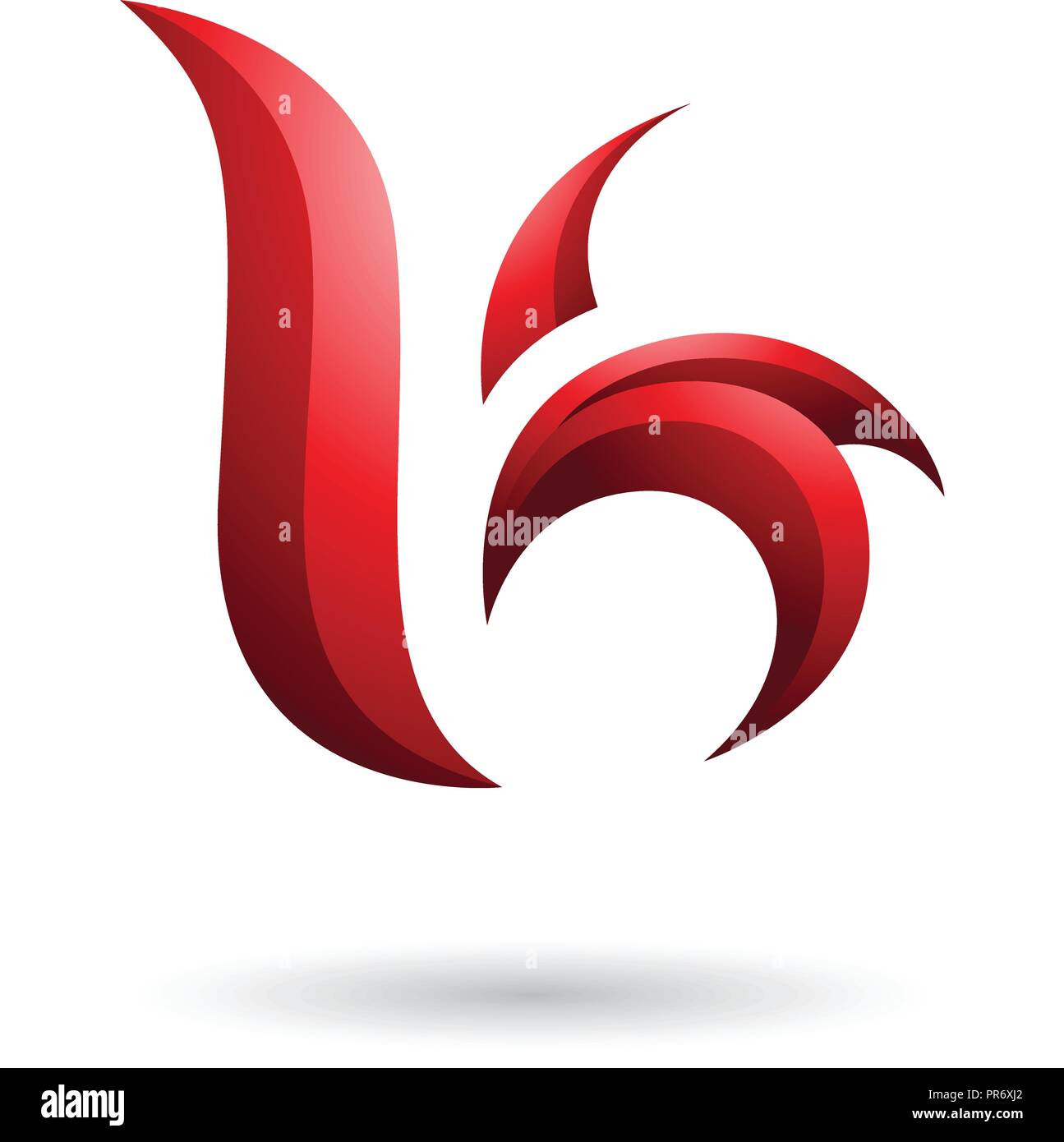 Vector Illustration de l'ondulé rouge en forme de feuilles de lettre B ou K isolé sur fond blanc Illustration de Vecteur