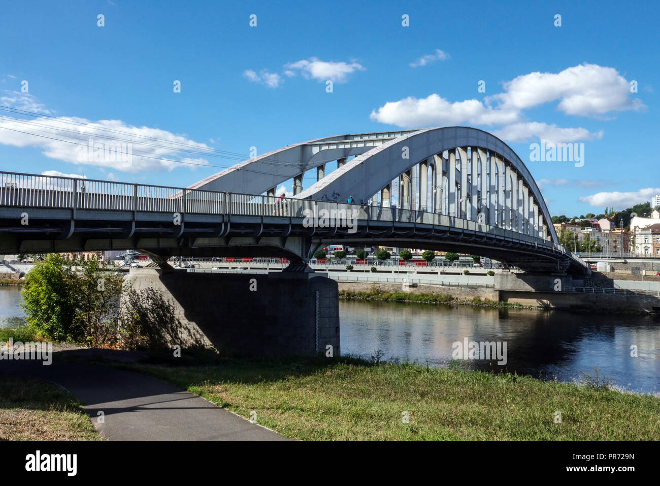 Aussig massacre Bridge nettoyage ethnique (1945) de l'autre côté de l'Elbe, Usti nad Labem, République tchèque Banque D'Images