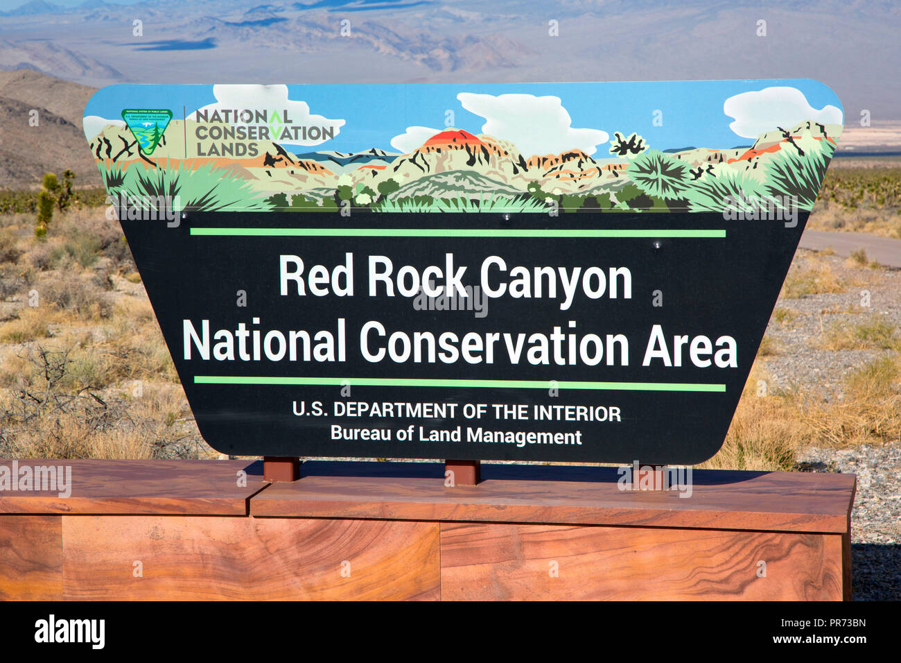 Panneau d'entrée, le Red Rock Canyon National Conservation Area, Mt. Charleston Scenic Byway, Nevada Banque D'Images